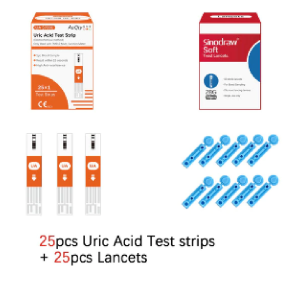 Uric Acid Blood Test Strips 25 Pack for AuQty GUK PM910 Multi Meter