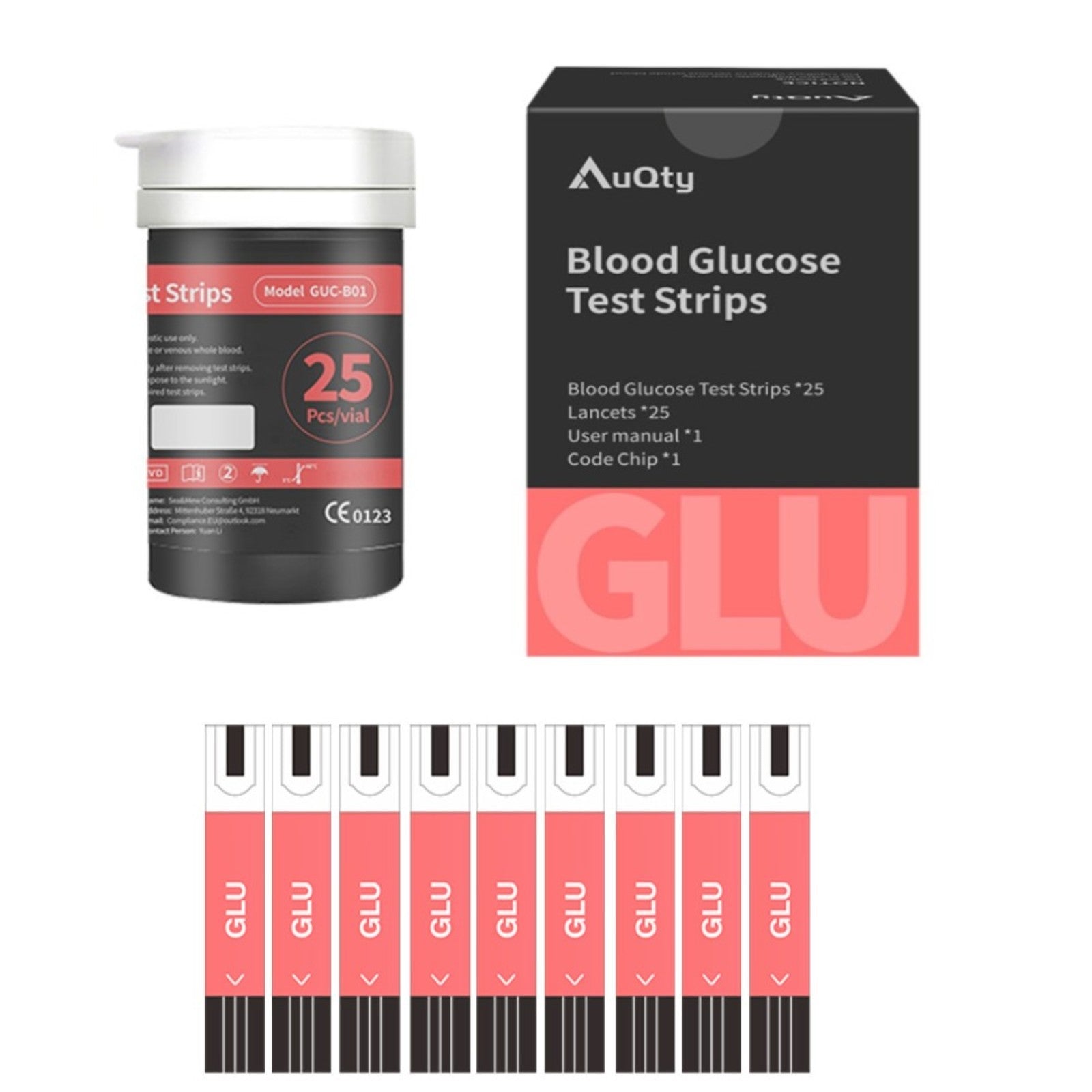 AuQty Blood Glucose Test Strips - 50pcs with 50 Lancets