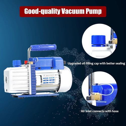 P PBAUTOS 4CFM 1/3HP 220V Rotary Vane Vacuum Pump HVAC, A/C, Food Packaging, Medical