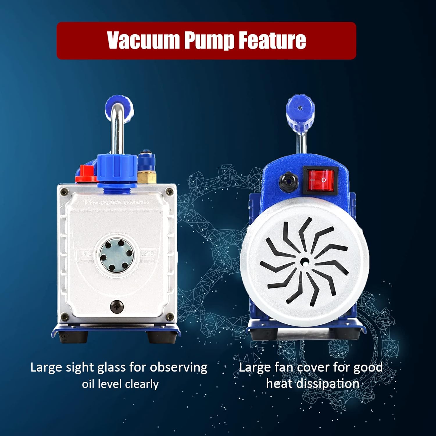 P PBAUTOS 4CFM 1/3HP 220V Rotary Vane Vacuum Pump HVAC, A/C, Food Packaging, Medical