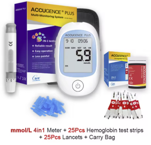 Haemoglobin Multifunction Monitor Blood Meter 25 Test Strip and 25 Lancets