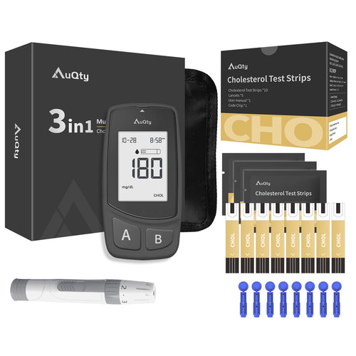 Cholesterol Meter AuQty with 20 Test Strips & Lancets