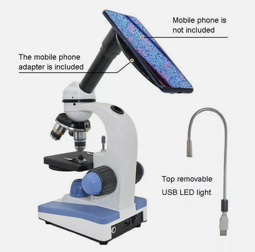 Microscope 40X-2000X Student Biological Smartphone Adapter Built in Lights