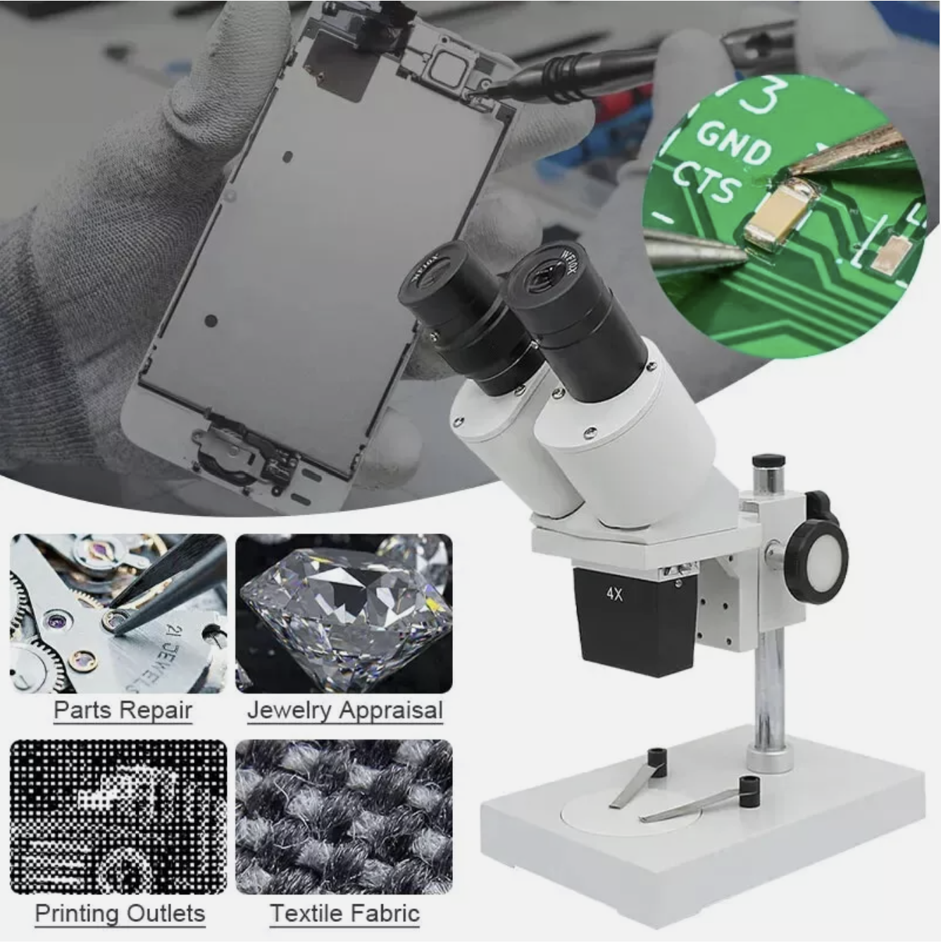 Microscope Binocular Stereo 20X 40X Laboratory Scope With LED Light Source