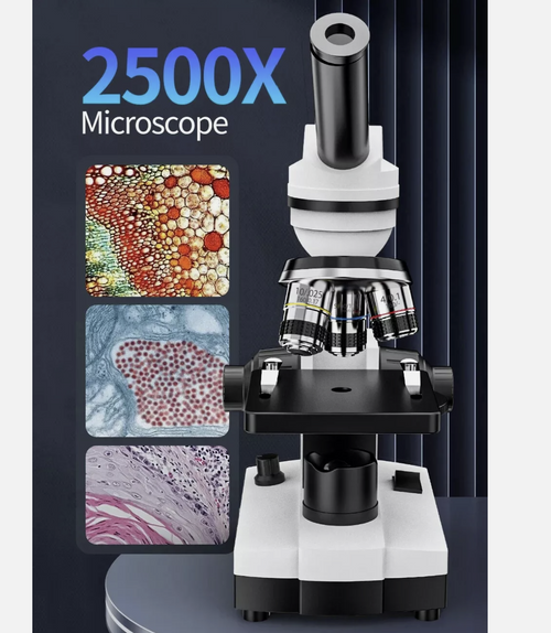 Microscope 100X-2500X Student Biological Top & Bottom LED Illuminated