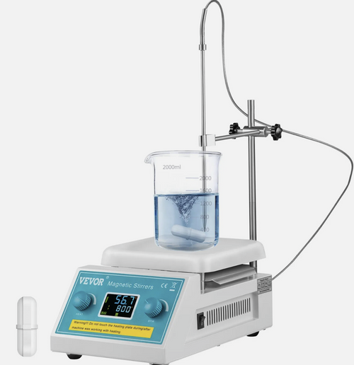 Magnetic Stirrer Hot Plate Stirring 2L Lab 0 to 300℃ 200-2000 RPM 500W Heating