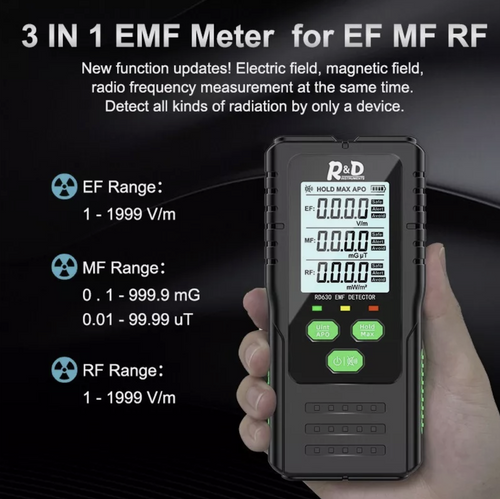 3in1 Multifunctional Portable Electric Field Magnetic Radio Frequency Detect Meter Electromagnetic Radiation Detector EMF Meter