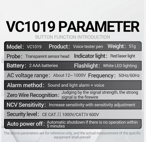 AC Voltage Detector Smart Non-Contact Voltage Tester Pen Meter Aneng VC1019