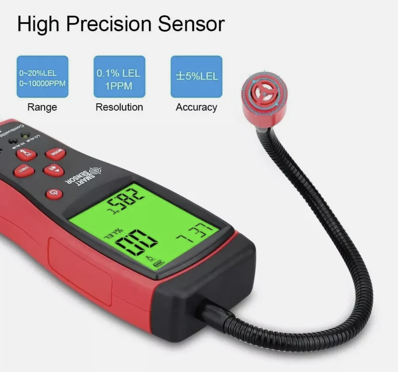 Combustible Gas Leak Detector 0-10000PPM Flammable Natural Methane