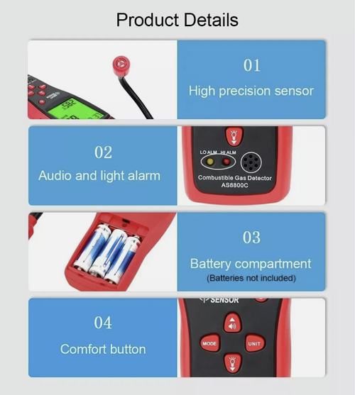 Combustible Gas Leak Detector 0-10000PPM Flammable Natural Methane