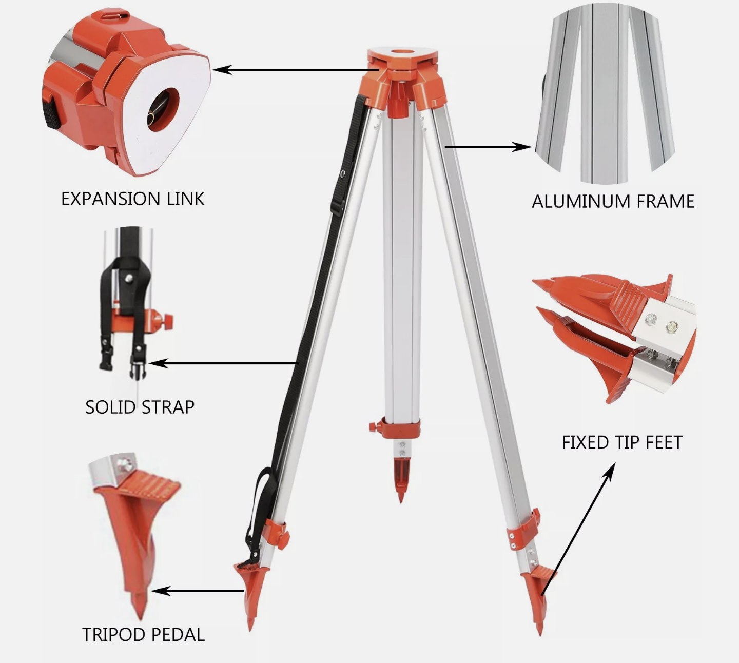 Aluminium Tripod Staff Kit for Rotary Laser Level Dumpy Levels