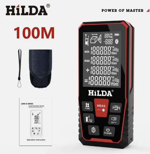 Hilda Laser Distance Rangefinder measuring 100M Range Ruler Tape Measure Tool