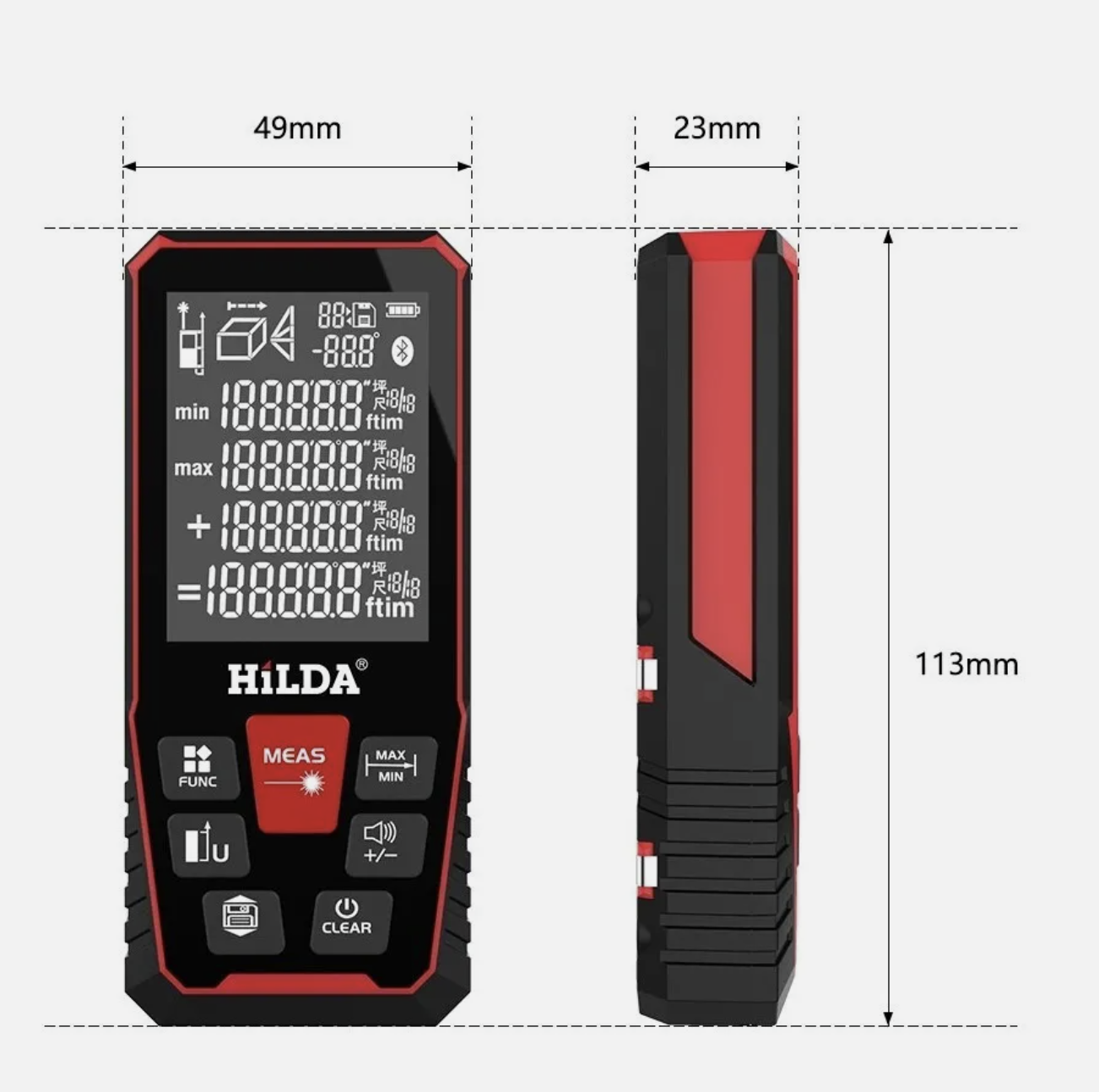 Hilda Laser Distance Rangefinder measuring 100M Range Ruler Tape Measure Tool