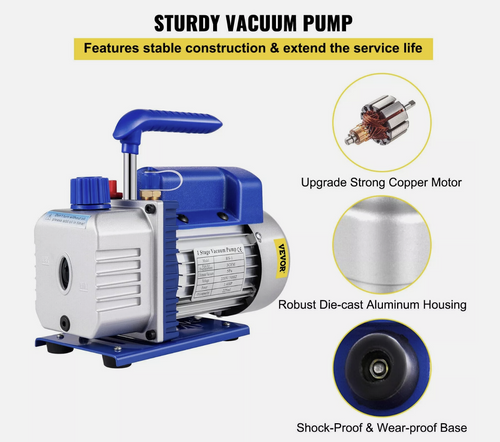 Vacuum Pump 3CFM 1 Stage Heavy Duty HVAC Air Conditioning Pumping Refrigeration