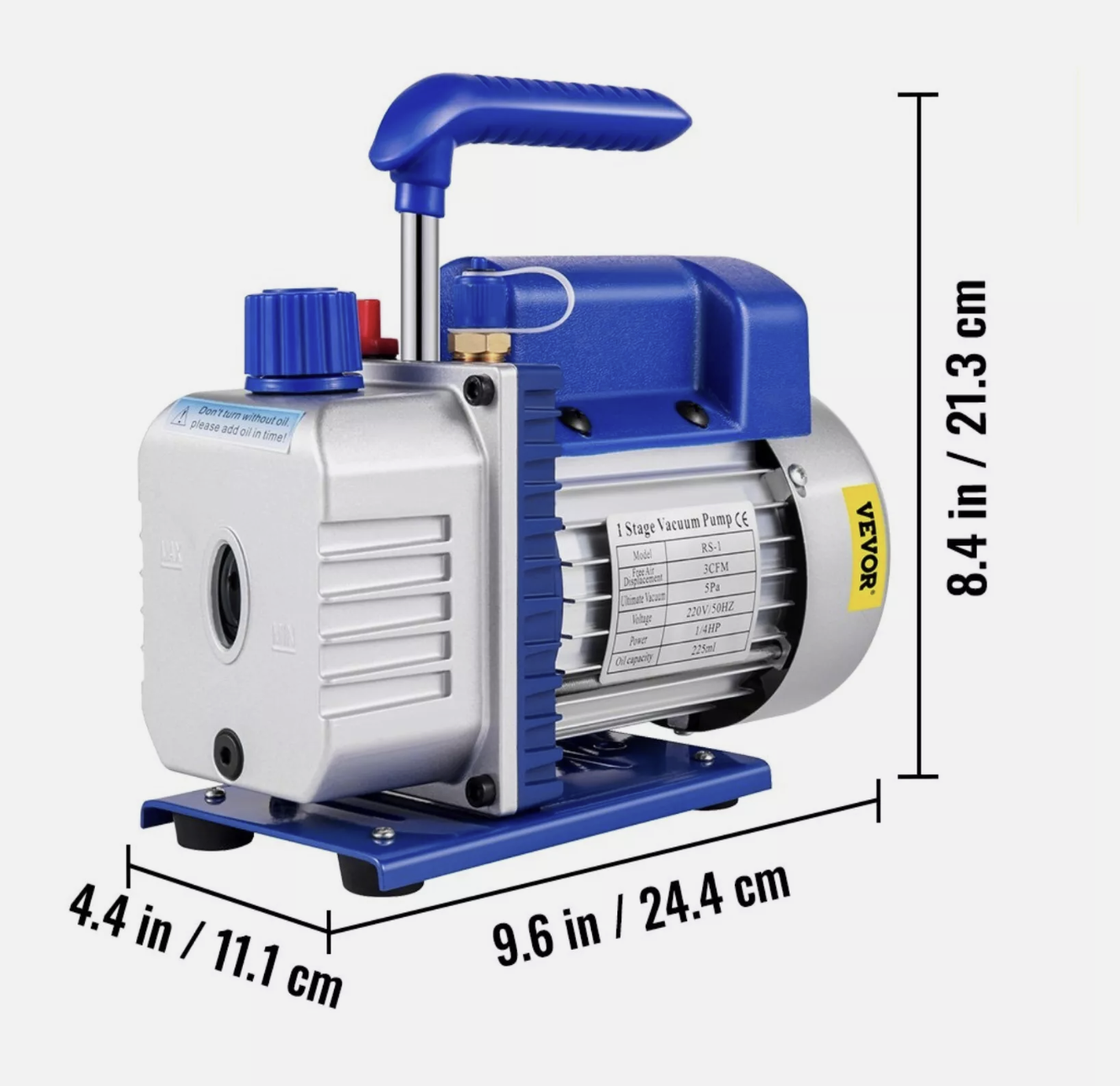 Vacuum Pump 3CFM 1 Stage Heavy Duty HVAC Air Conditioning Pumping Refrigeration