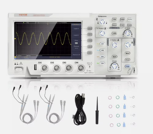 Digital Oscilloscope 1GS/S 100MHz 2-Ch Portable Color Screen Auto-Measure