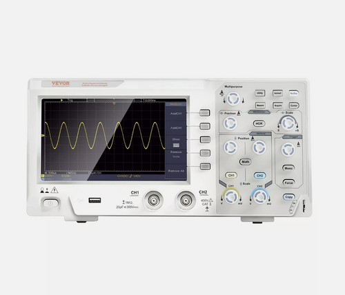 Digital Oscilloscope 1GS/S 100MHz 2-Ch Portable Color Screen Auto-Measure