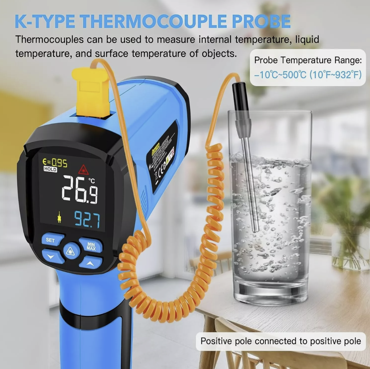 Infrared Thermometer -50 - 1600C High Temperature Non-Contact IR Temp Meter