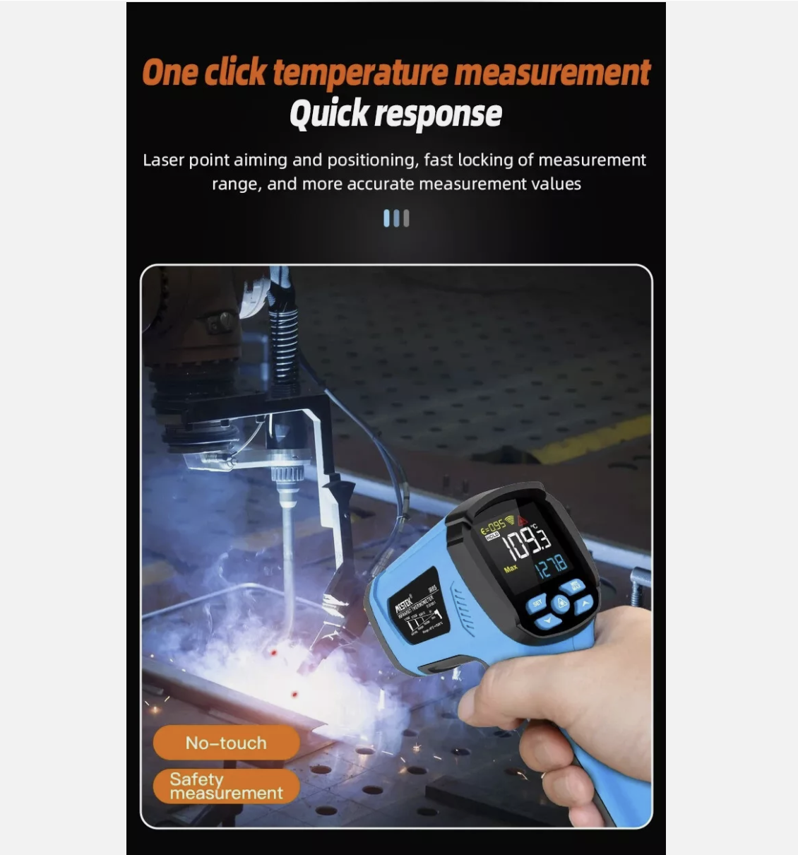 Infrared Thermometer -40 - 2000C High Temperature Non-Contact IR Temp Meter