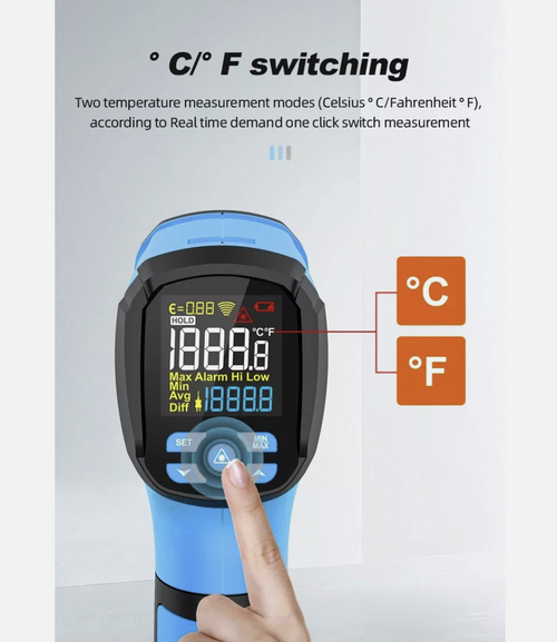 Infrared Thermometer -40 - 2000C High Temperature Non-Contact IR Temp Meter