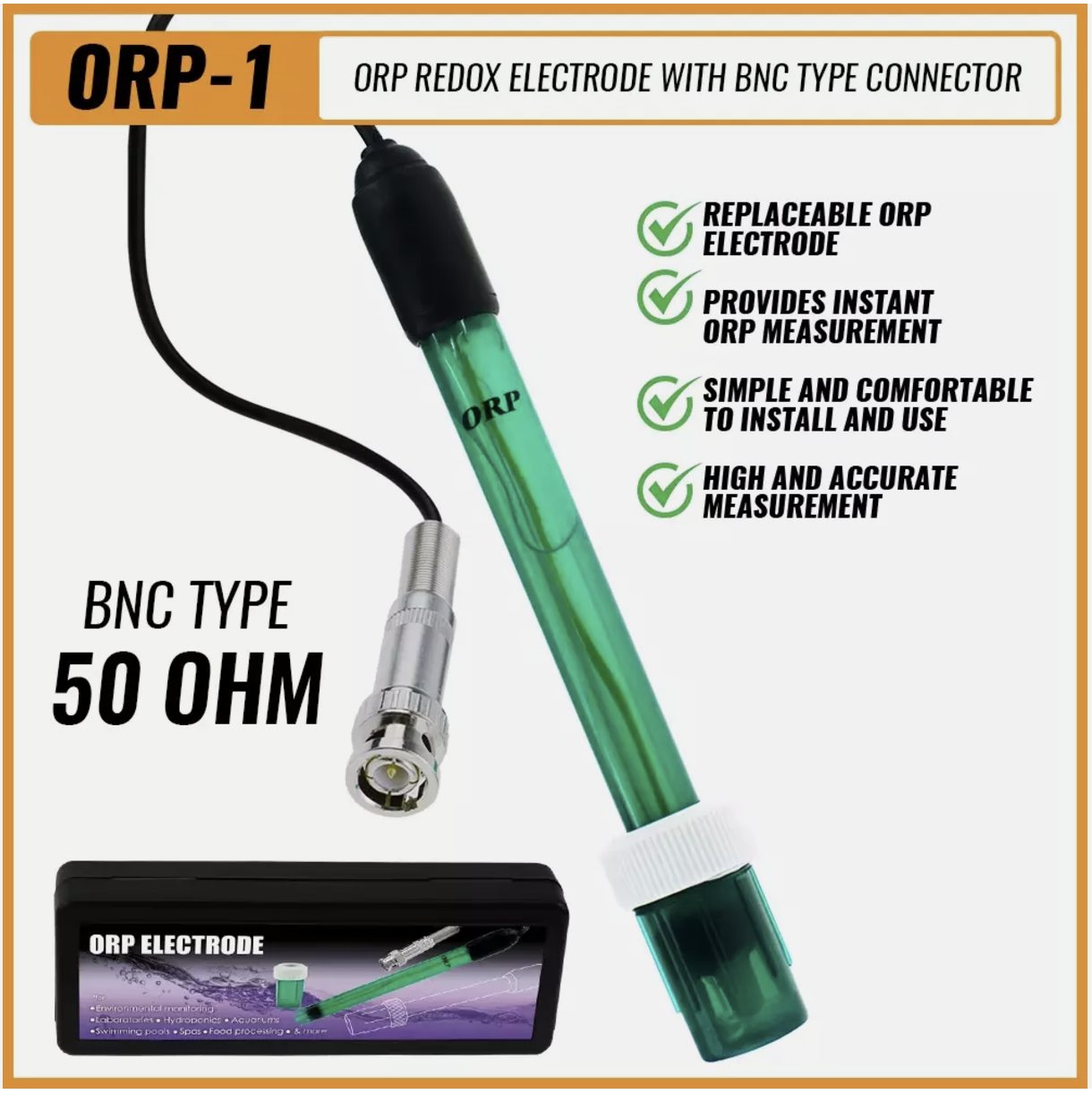 ORP Probe Sensor Redox Electrode mV 3M cable Meter Tester BNC Connecter