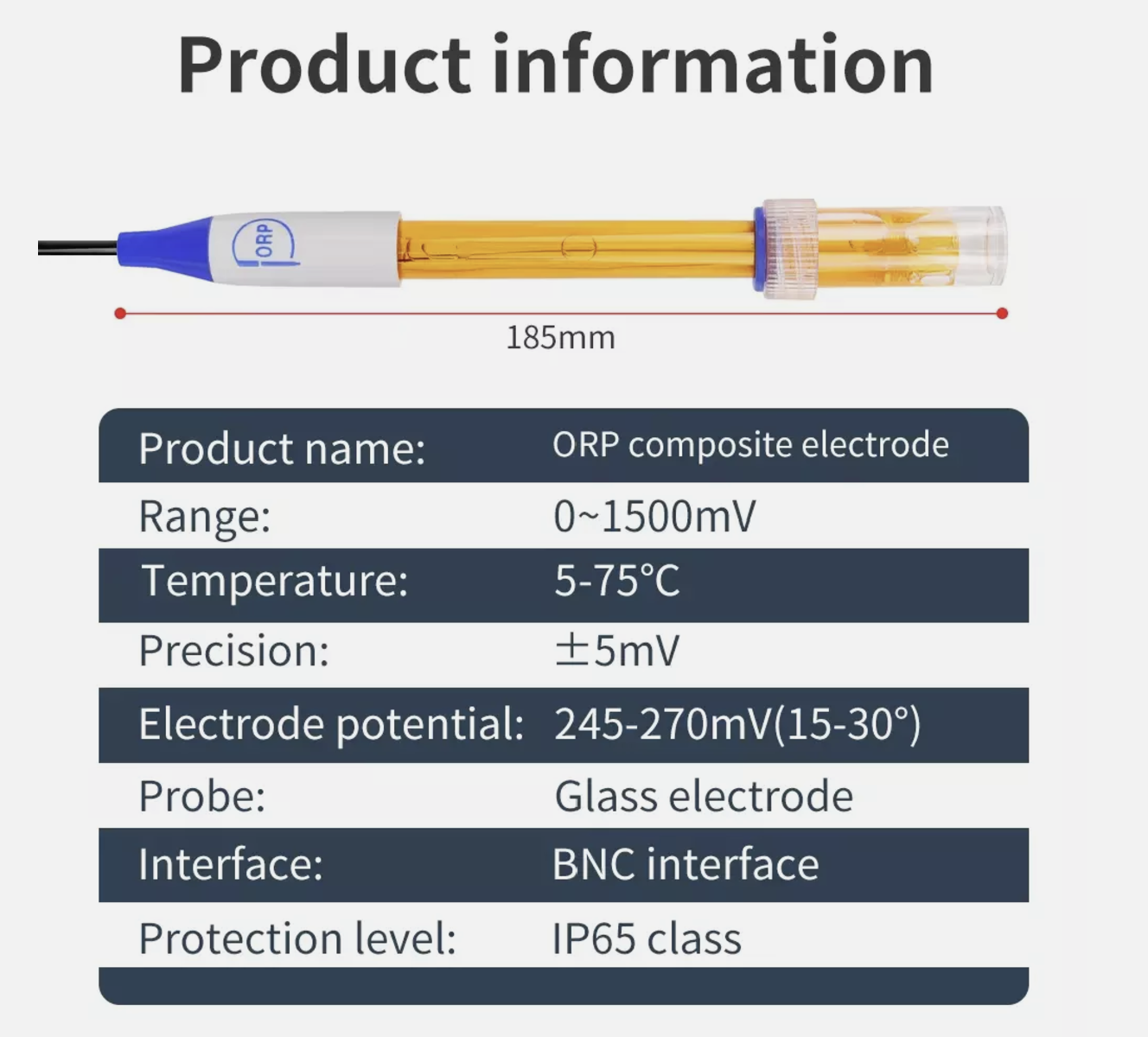 ORP Probe Sensor Redox Electrode mV Meter Tester BNC Connecter