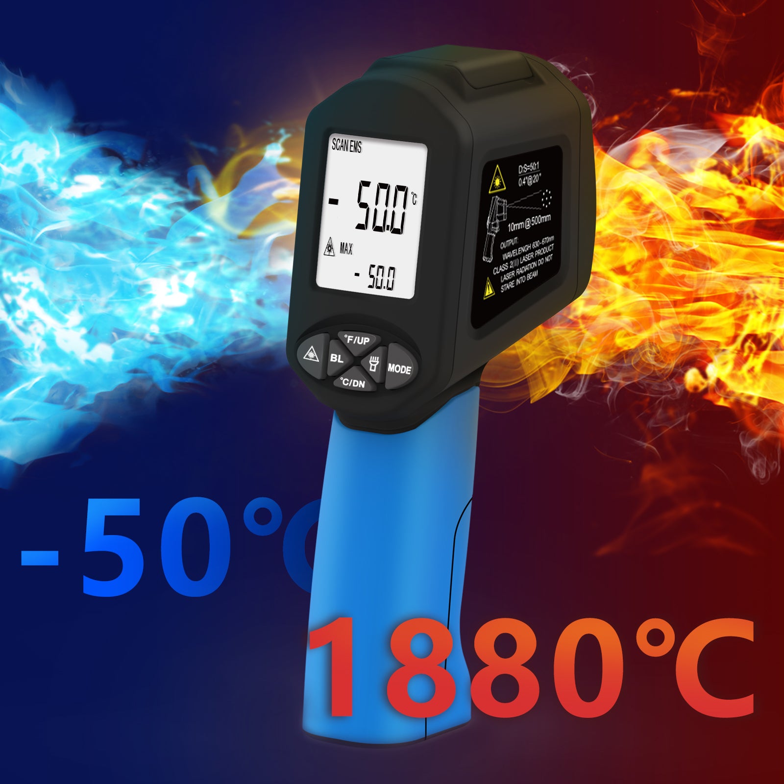 HOLDPEAK HP-1880 Infrared Thermometer -50~1880°C 50:1 D:S Laser Targeting