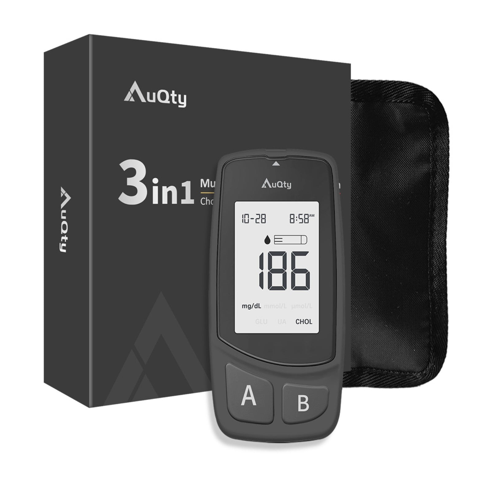 Cholesterol Meter AuQty with 20 Test Strips & Lancets