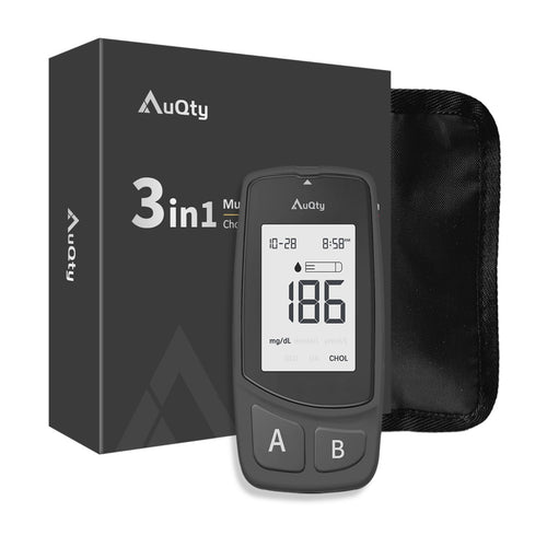 3-in-1 Blood Glucose, Cholesterol & Uric Acid Meter with Test Strips & Lancets