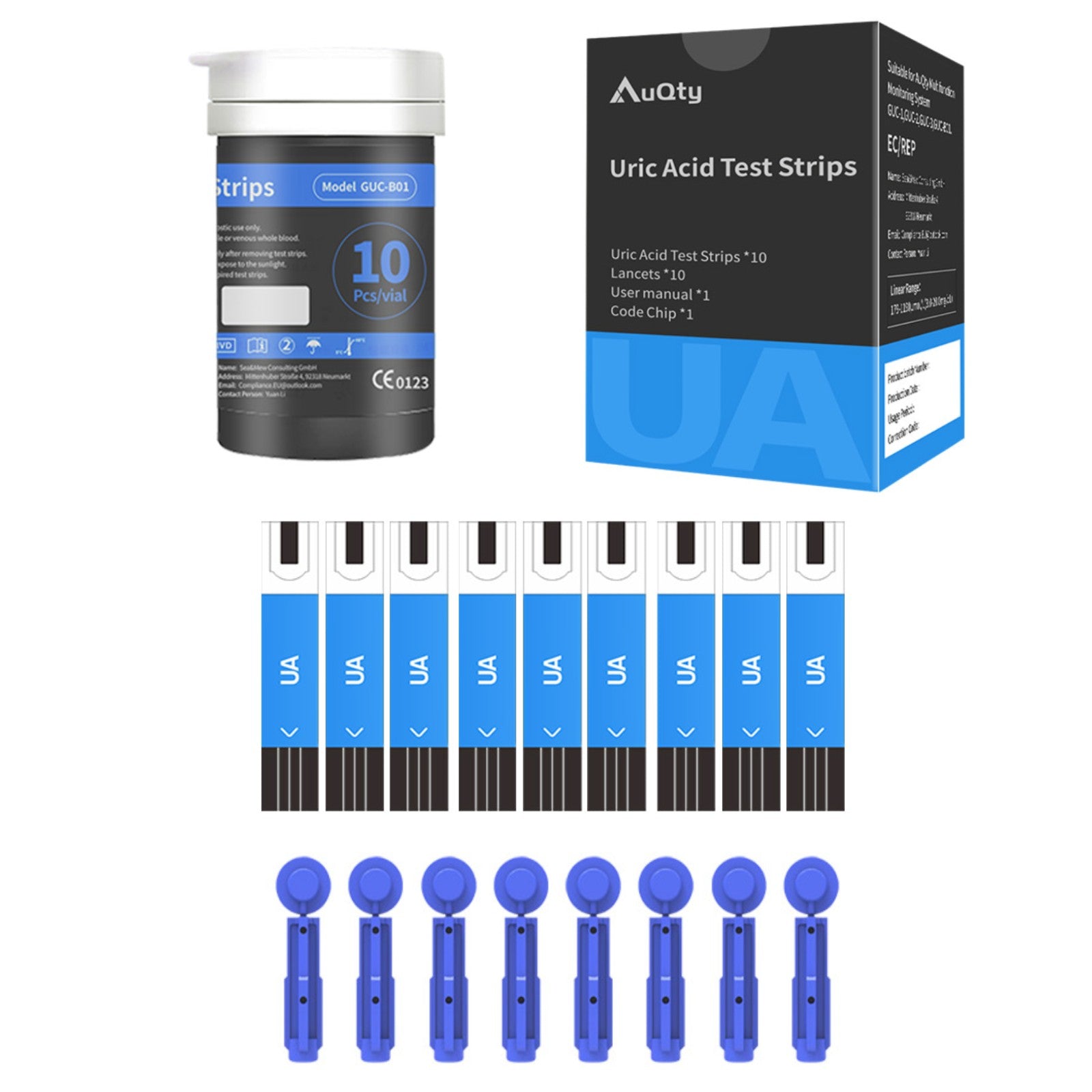 Uric Acid Meter AuQty with Test Strips & Lancets