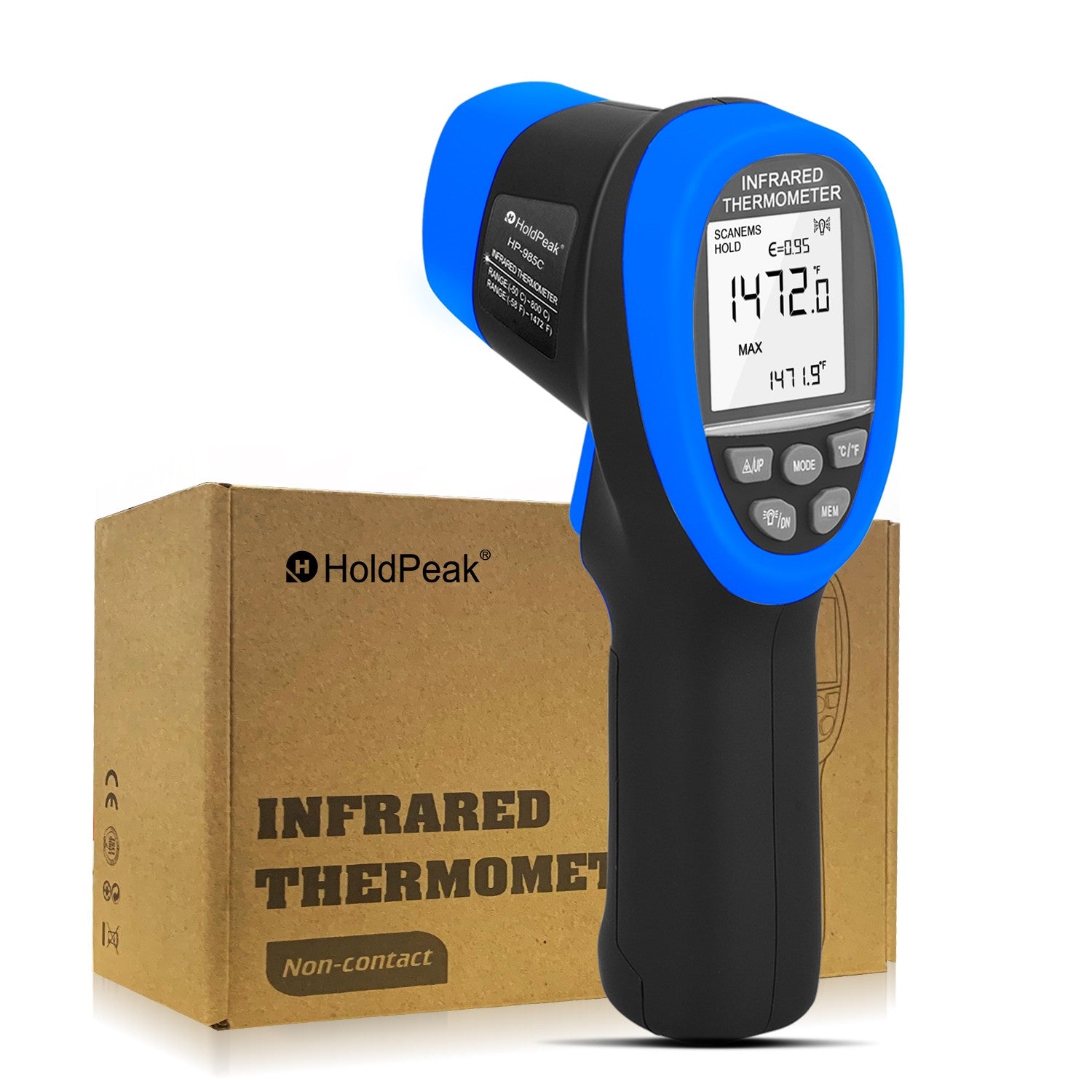 Infrared Thermometer Non-Contact 16:1 D:S Backlight & Data Storage HP-985C