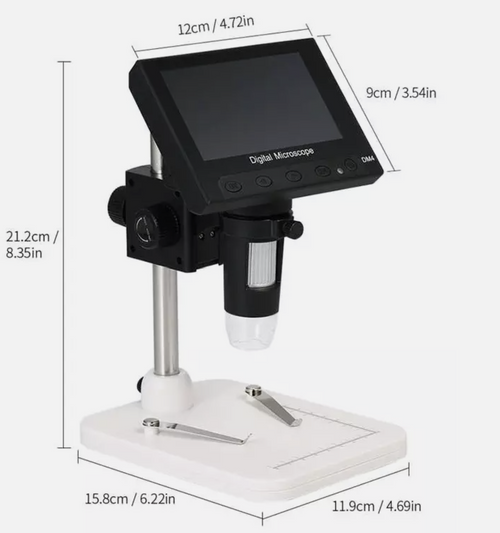 Microscope Digital 4.3 inch Monitor Video LED Magnifier 1000 x Magnification LCD