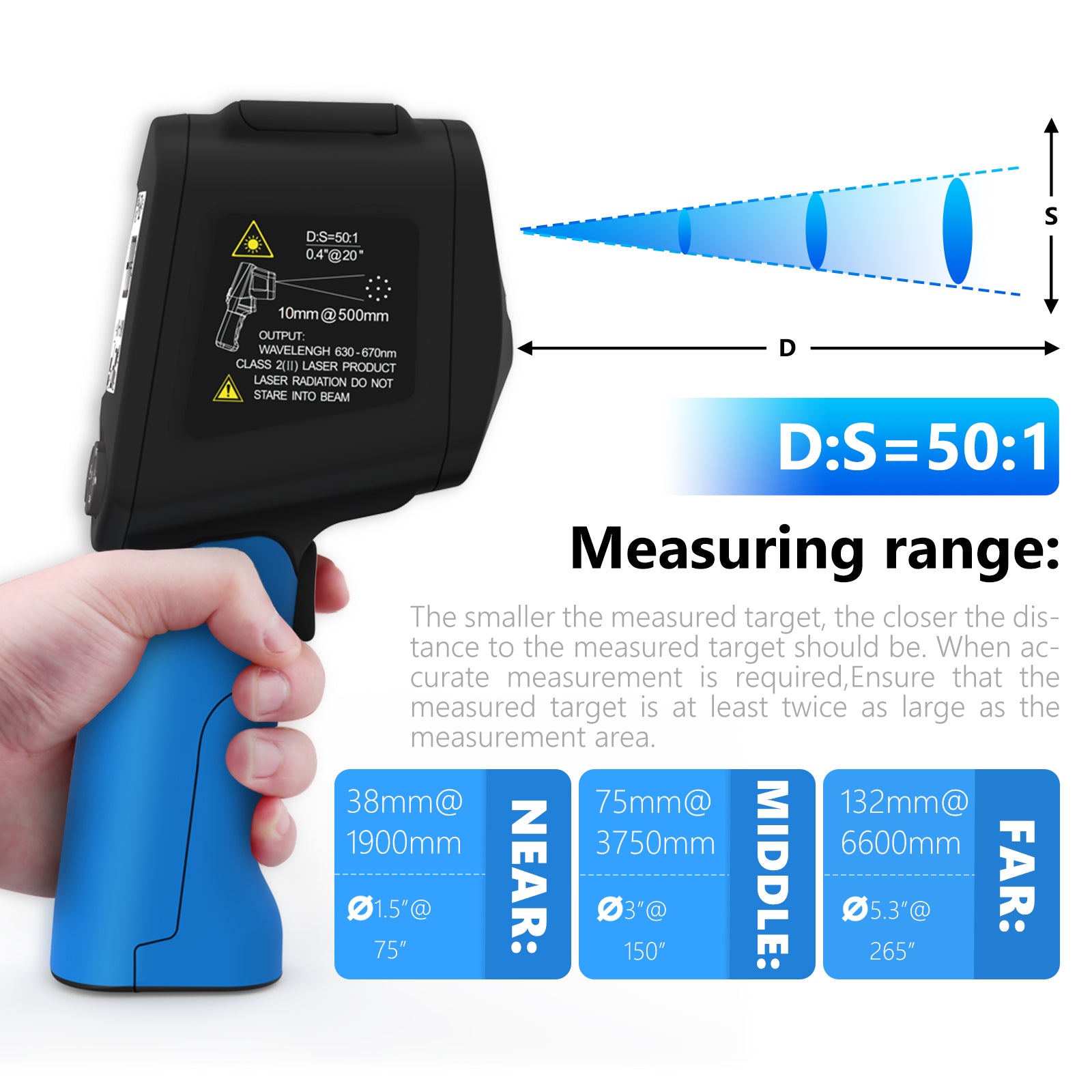 HOLDPEAK HP-1880 Infrared Thermometer -50~1880°C 50:1 D:S Laser Targeting