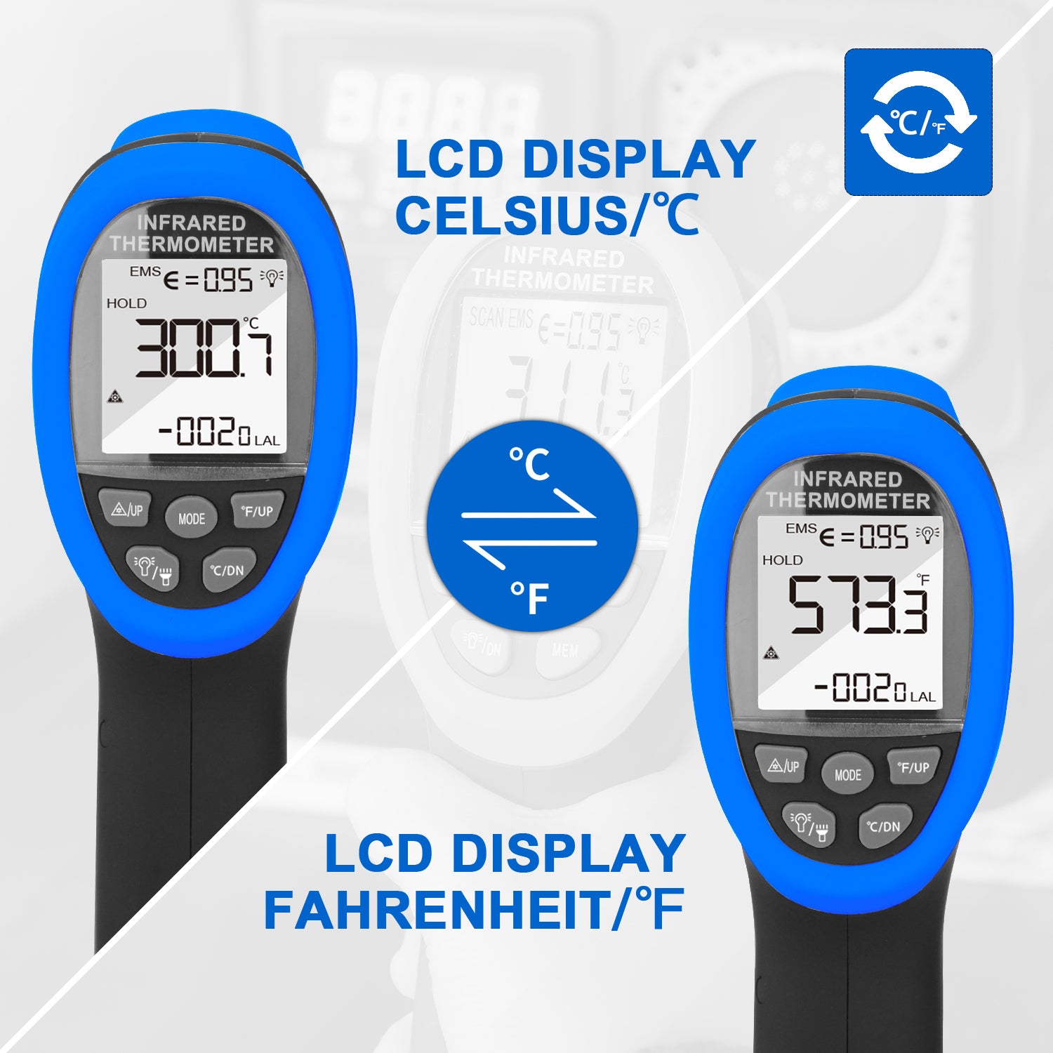 Infrared Thermometer Non-Contact 16:1 D:S Backlight & Data Storage HP-985C