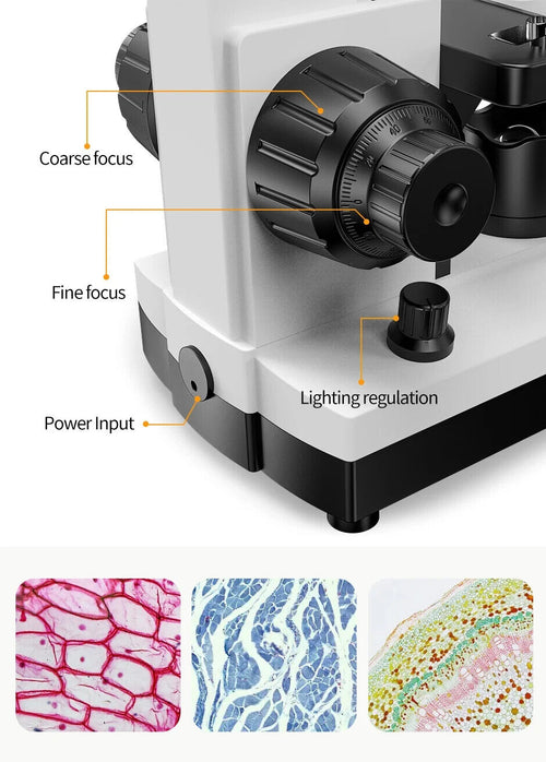 Microscope 100X-2500X Student Biological Monocular Top & Bottom LED Illuminated