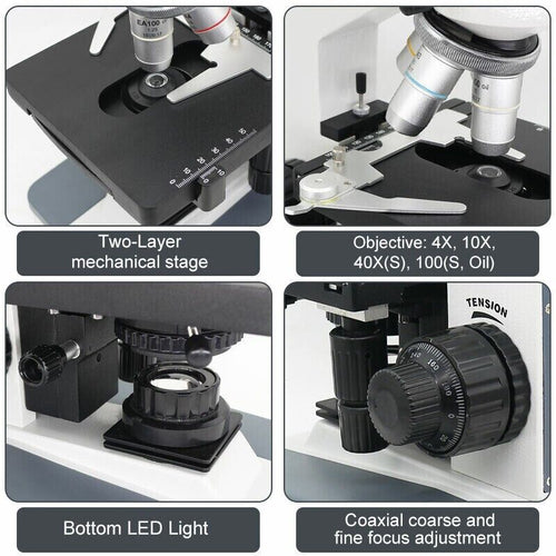 Binocular Compound Microscope 40X-1600X Professional Lab Scope