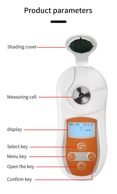 0‑75% Digital Alcohol Refractometer High Accuracy Tester Meter