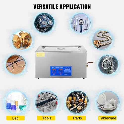 Ultrasonic Cleaning Bath 30L Digital Stainless Ultrasonic Cleaner Timer Heat