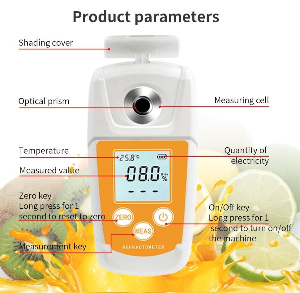 0‑55% Digital Brix Refractometer & High Accuracy Beverage Brix Tester Meter