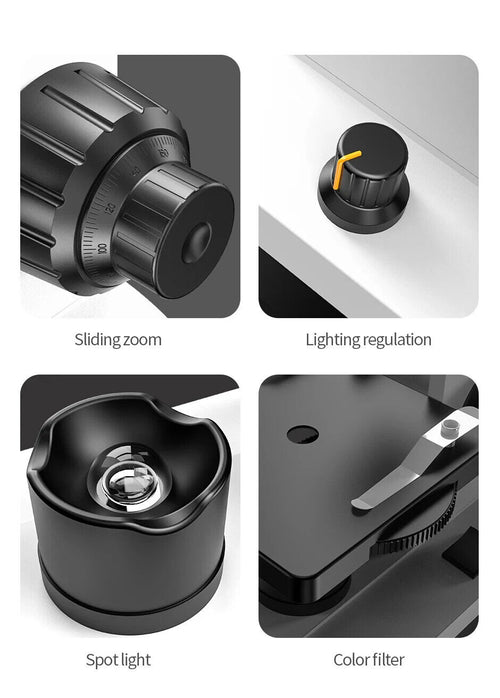 Microscope 100X-2500X Student Biological Monocular Top & Bottom LED Illuminated