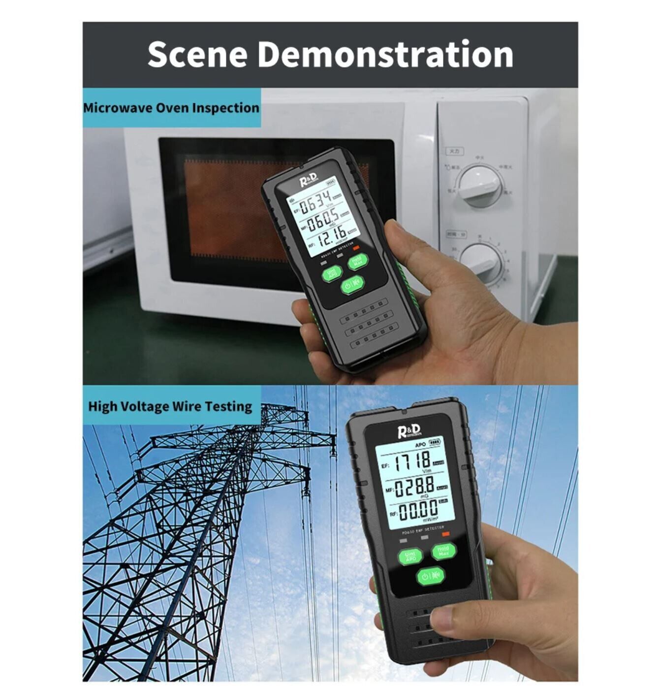 EMF Detector Electric Magnetic RF Field Radiation Meter 3in1 Portable