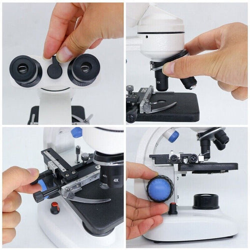 Microscope Binocular Biological 2000X Magnification LED Light