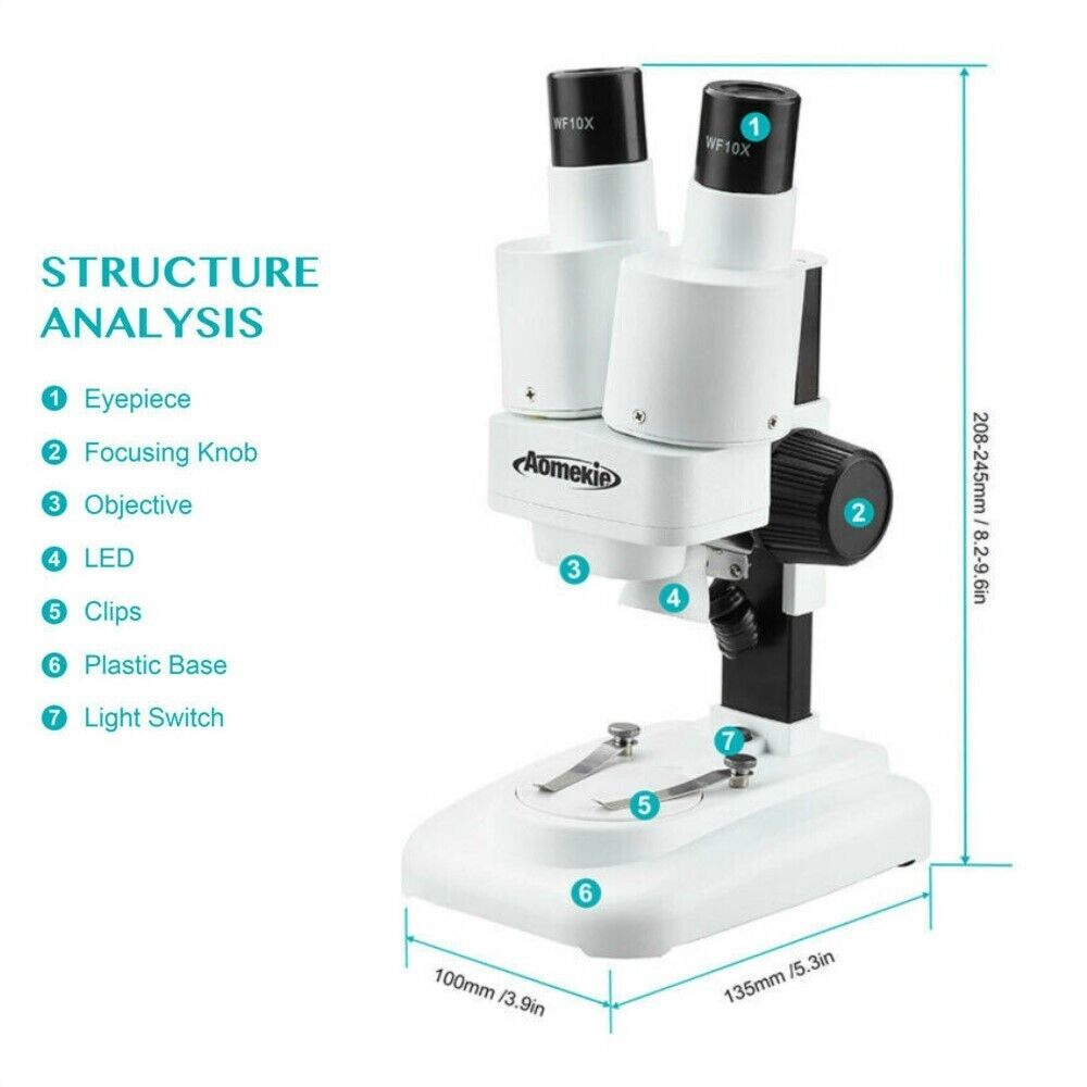 Lab Microscope Slides 20X/40X Binocular Stereo Microscope with LED Lights