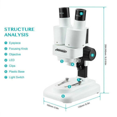 Lab Microscope Slides 20X/40X Binocular Stereo Microscope with LED Lights