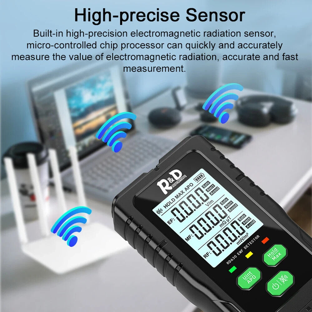 EMF Detector Electric Magnetic RF Field Radiation Meter 3in1 Portable