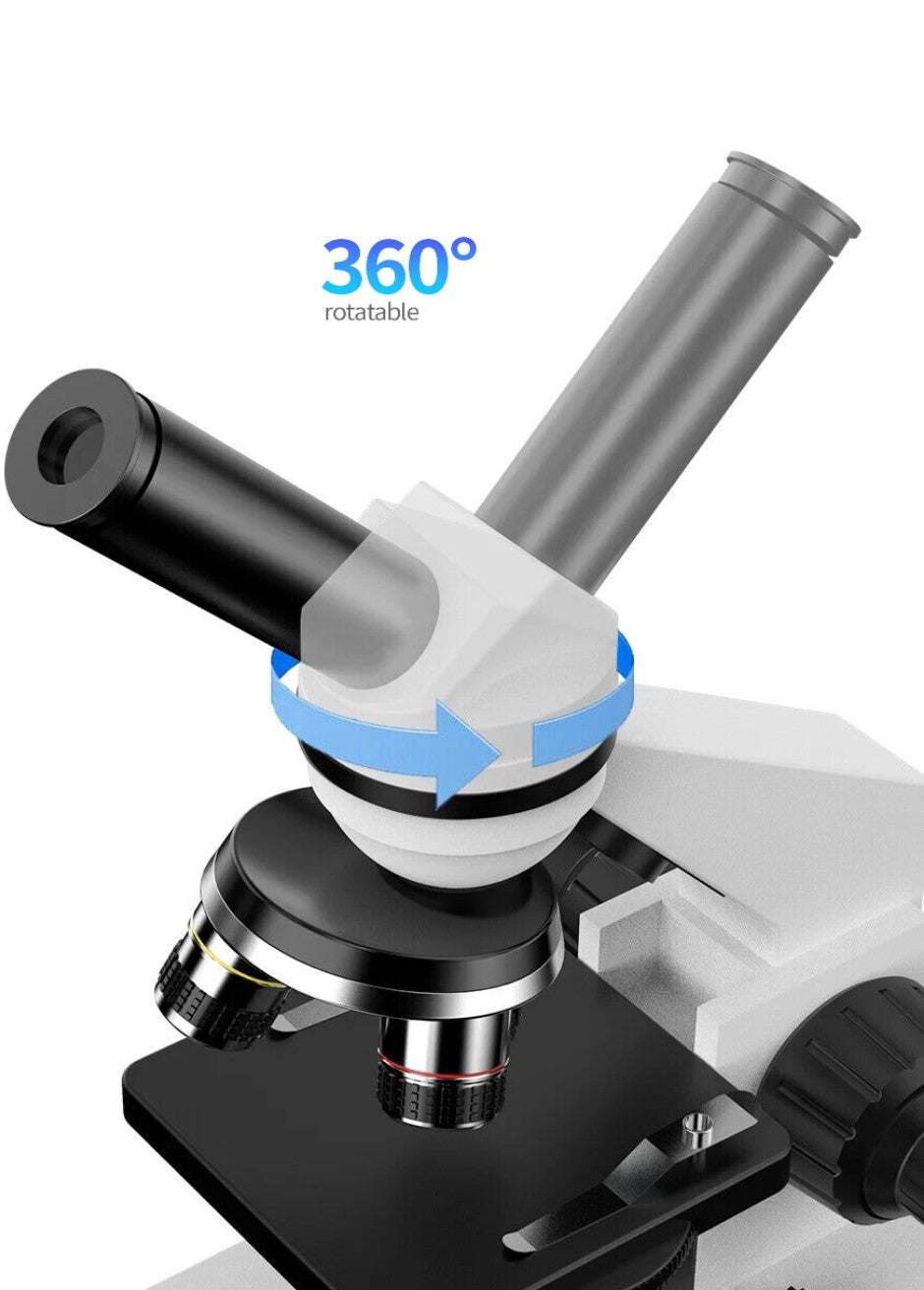 Microscope 100X-2500X Student Biological Monocular Top & Bottom LED Illuminated