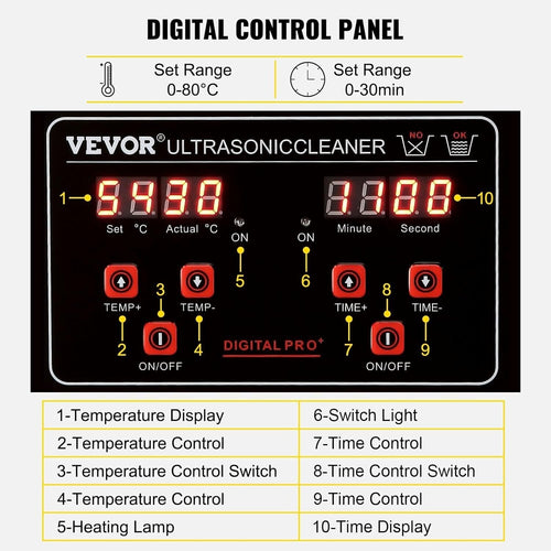 Ultrasonic Cleaner 2L with Timer & Heating Digital Sonic Cleaning Machine