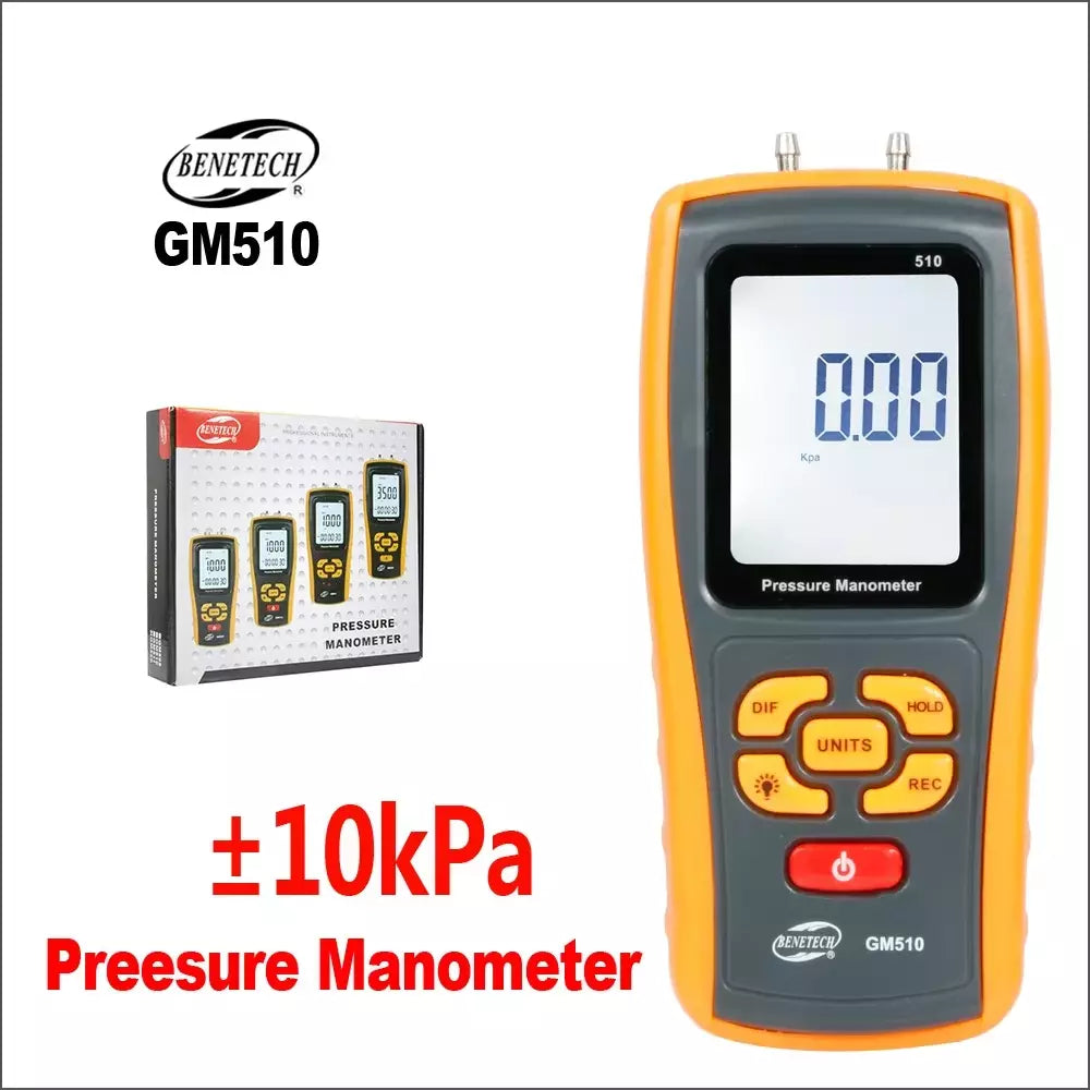 Digital Manometer Air Pressure Meter Gauge Tester GM510