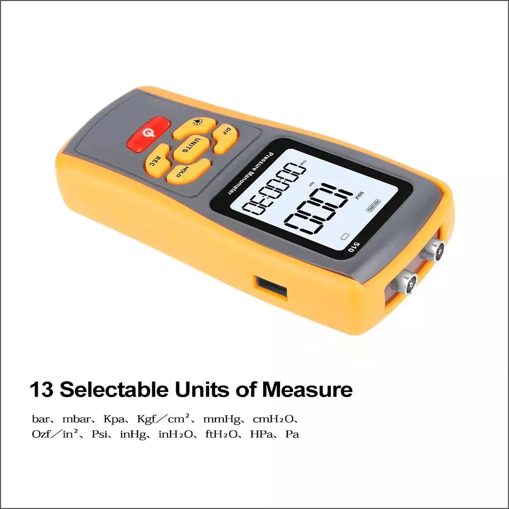 Digital Manometer Air Pressure Meter Gauge Tester GM510