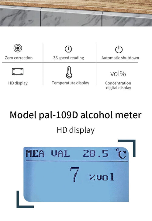 0‑75% Digital Alcohol Refractometer High Accuracy Tester Meter